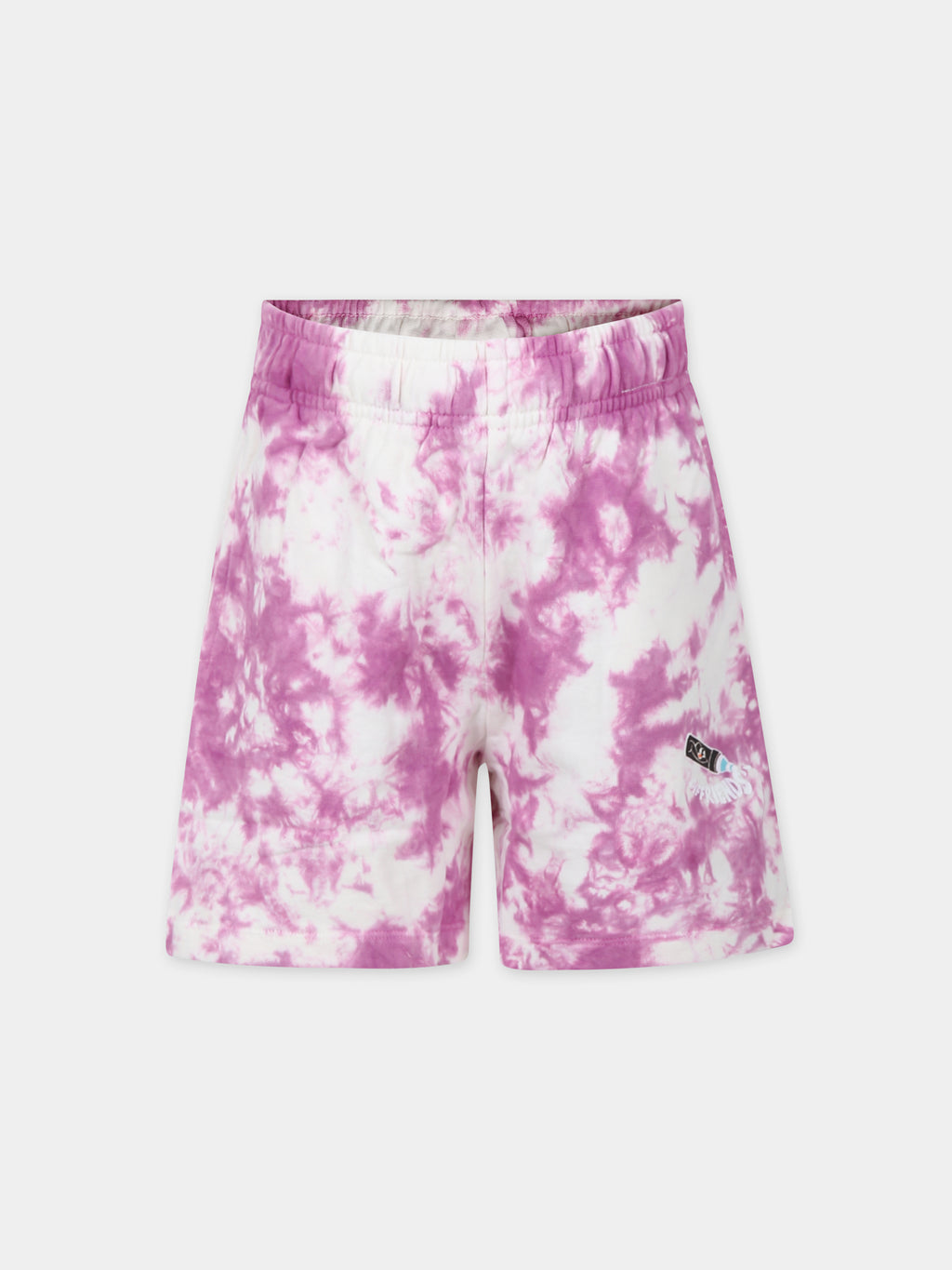 Shorts sportivi fucsia per bambina con tie dye